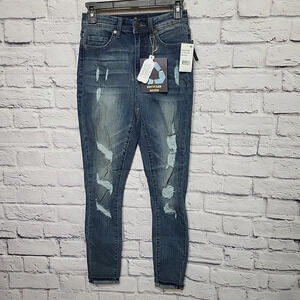 Indigo Rain Juniors‎ 3 Curvy Distressed Blue Jean 25 X 27 Skinny